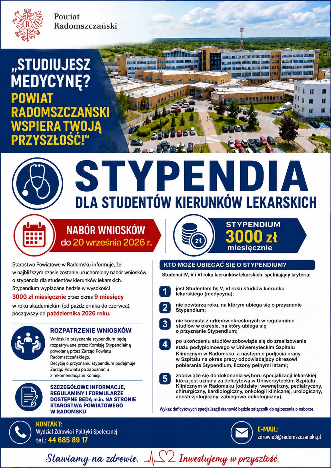 plakat stypendia medyczne plakat program stypendialny dla studentów kierunków lekarskich
